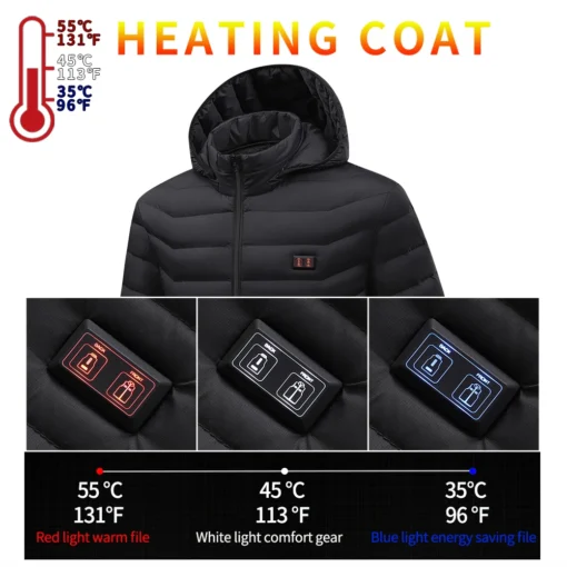 USA Size Heated jacket Winter warm USB rechargeable removable battery waterproof men cotton heated jacket - Image 2