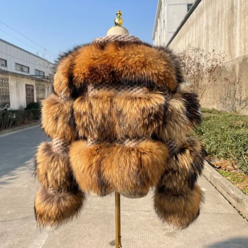 Plus Size real fur coat women winter fashion warm short jacket real raccoon fur coat - Image 2