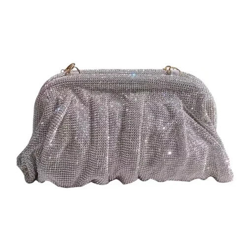 2024 Luxury Shiny Rhinestone Evening Clutch Bags Women New Folds Crystal Clip Purses and Handbags Designer Wedding Party Quality - Image 6