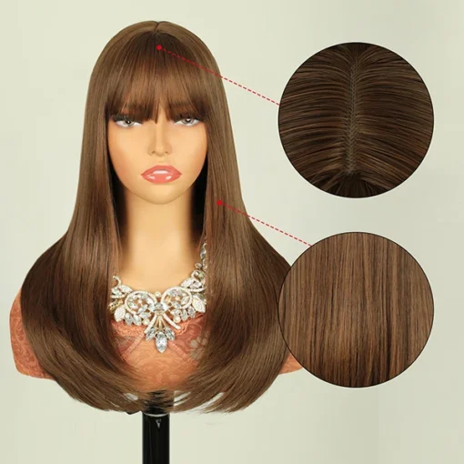 FH wholesale price hair style straight heat resistant synthetic women hair wig with bang - Image 5