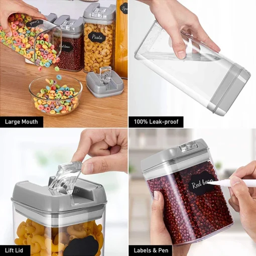 Hot selling storage jar plastic clear airtight kitchen food storage box kitchen containers set jars with lid - Image 3