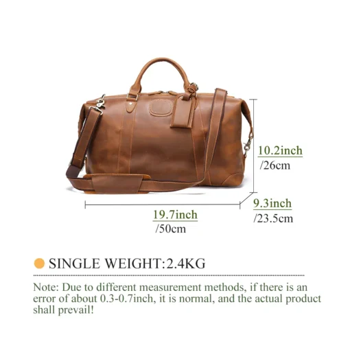 Handmade Large Travel Mens Weekender  Holdall Overnight Holiday Crazy Horse Leather Travel Bag - Image 5