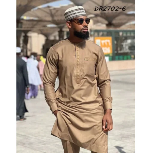 2024 New African Ethnic Style Minimalist Casual Men's Set top and pants 2-piece set M-4XL African men clothes style - Image 6