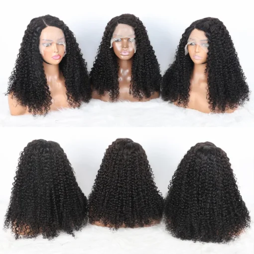 13x4 T Part Curly Transparent Lace Front 100% Virgin Human Hair Wigs, 180% Density Raw Virgin Mink Brazilian Hair Wigs - Image 6