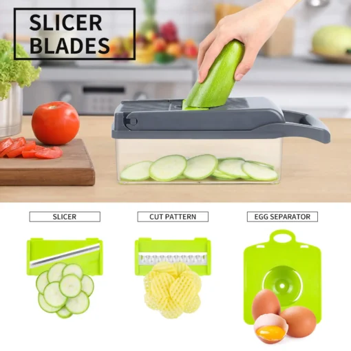 Hot Selling Kitchen Multifunctional manual Onion fruit vegetable cutter Potatoes Peeler 12 In 1 Vegetable veggie Chopper - Image 3