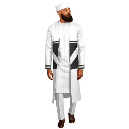 4 pieces set 19 styles Long sleeve traditional African clothes for men with hat and vest mens African clothing