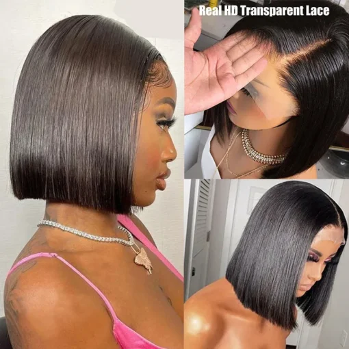 Cheap Short Wigs Virgin Peruvian Bob Wig,Bob Wigs Human Hair Lace Front Brazilian,13x4 8-14 Inch Transparent Lace Bob Wigs - Image 3