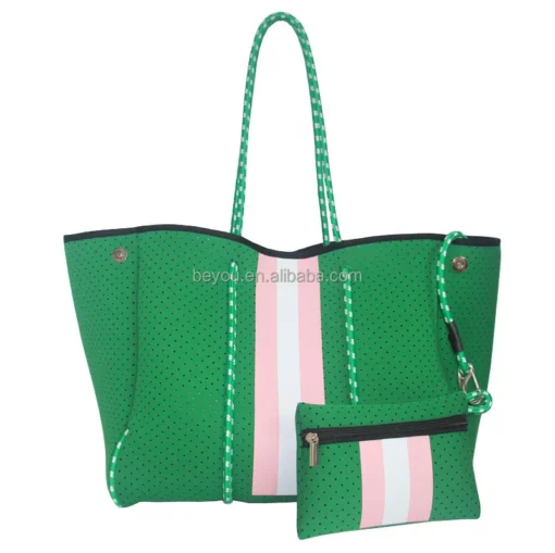 Pink Green Checkerboard Women's Fashion All Season Casual Knit Bag  Checked Plaid Shopping Bags Shoulder Tote Handbags - Image 5