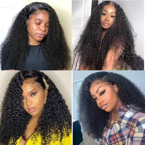 Afro Kinky Jerry Curly hd Transparent 4x4 closure Human Hair 360 lace frontal wig deep curly