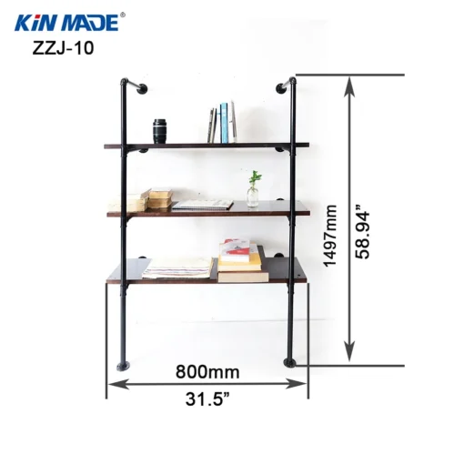 Kitchen Industrial Pipe Book Shelf Display Racks Storage Holders & Racks Black Metal Iron Multifunction Kitchen Stand Newly 1pcs - Image 6