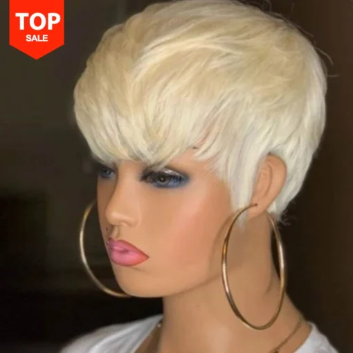 613 blonde color short bob 100% human hair Hd Transparent Lace frontal Wig Brazilian 613 Blonde pixie cut Wig for black women - Image 6