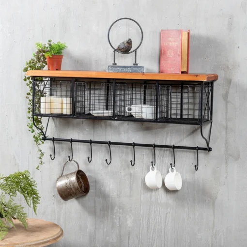 Wall Shelving Drawer Storage Shelving One-Line Grid Storage Wall Hanging Kitchen Organizing Shelving