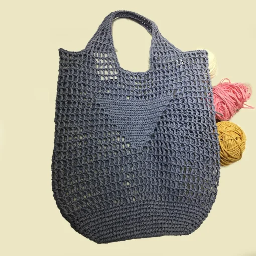 Designers hollowed out hand-woven paper rope bags one-shouldered ladies' hand-held craft bags and summer beach vacations - Image 3