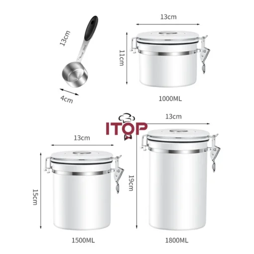 ITOP Coffee Container Household Kitchen Airtight Food Storage Container Stainless Steel Storage Tank With Date Tracker - Image 4