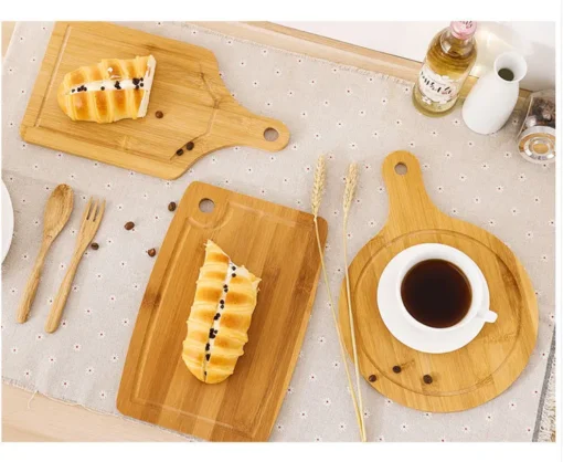 Creative wholesale Kitchen supplies  quality portable fashion chopping whole bamboo pizza vegetable fruit  Mini cutting board - Image 2