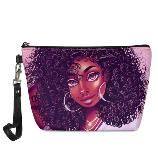 Make Up Beauty Bags Women Black Art African Girls Printing Cosmetic Cases Ladies Beauty Makeup Pouch Females Cosmetic Bags