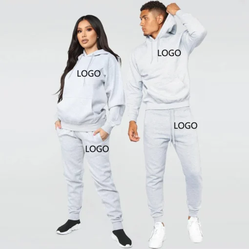 Wholesale Winter Custom logo Jogging Suits Plain Solid Color Hoodie Men Sweatersuit Tracksuit men sport sweat suit - Image 5