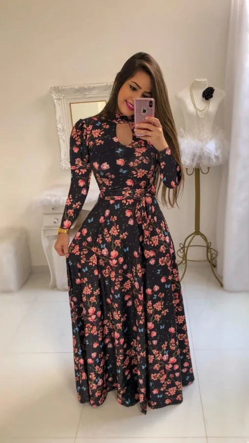 Women Casual African Kitenge Dress Designs Floral Printed Maxi Dress Ladies Holiday Party Long Dress Plus Size Sundress - Image 5