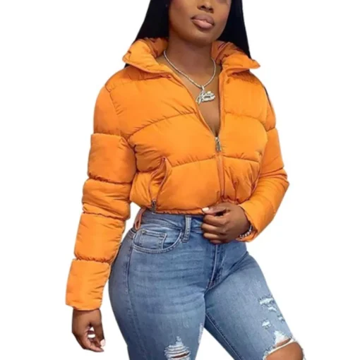 Woman Short Bomber Jacket Parkas Winter Women Puffer Bubble Coat Cropped Clothing Streetwear B2040 - Image 6