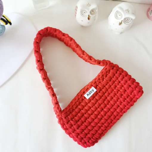 2024 Factory Direct Sales Fashion Crochet Armpit Bag For Women Small Crescent Shoulder Bag Underarm Purse Phone Bag With Bow - Image 2