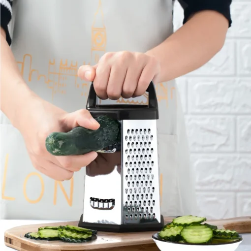 Stainless Steel Grater 6-Sides Non-Slip Base Kitchen Cheese Grater for Kitchen - Image 3