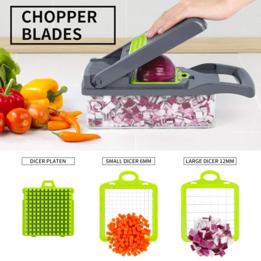 Hot Selling Kitchen Multifunctional manual Onion fruit vegetable cutter Potatoes Peeler 12 In 1 Vegetable veggie Chopper - Image 4