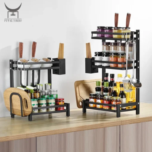 Hanging Bathroom Countertop Spice Rack Storage Organizer, Spice Shelf spice jar rack set for Kitchen - Image 6