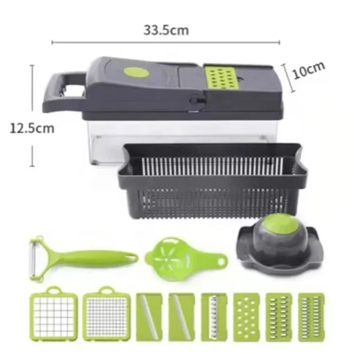 Household Kitchen Cutter Vegetable Chopper Adjustable Mandolin Slicer 12 in 1 Multifunctional Slicer with Container - Image 6