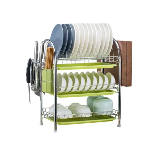 Dish Drying Rack 3 Tier 304 Stainless Steel Utensil Holder Cutting Board Holder Dish Drain Board Kitchen