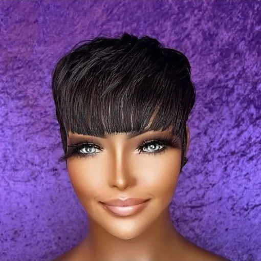 New Glueless #4/27 Brown Fumi Curls Pixie Short Cut Bob Wig Natural Look Remy Human Hair Swiss Lace Front Wigs - Image 5