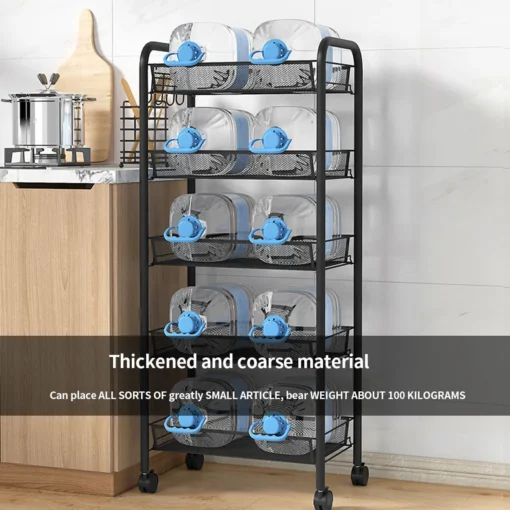 Multi-layer Storage Cart Rolling Wheels Kitchen Storage Organizer Household Rack Food Truck with Full Kitchen - Image 2