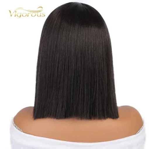 Lowest Price Fiber Short Straight Bob Heat Resistant Bob Cut Black Afro Vendors Glueless Lace Front Wig Synthetic - Image 2