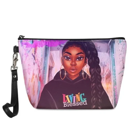 Make Up Beauty Bags Women Black Art African Girls Printing Cosmetic Cases Ladies Beauty Makeup Pouch Females Cosmetic Bags - Image 3