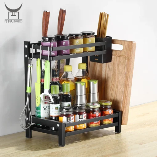 Hanging Bathroom Countertop Spice Rack Storage Organizer, Spice Shelf spice jar rack set for Kitchen - Image 2