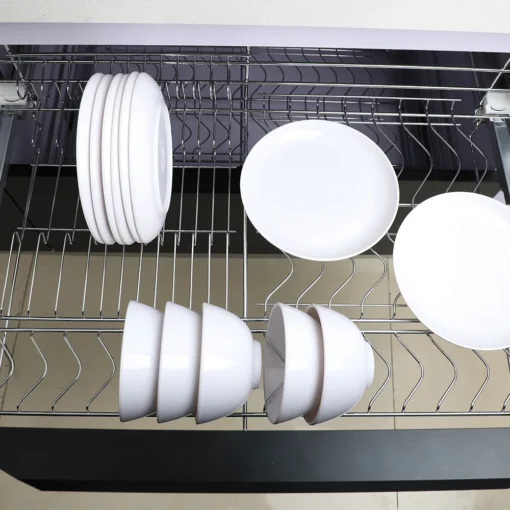 80cm kitchen Cabinet Drawer Organizers Pull Out Basket Kitchen Storage Bowl Dish Plate Cup Utensils Kitchenware Dish Rack - Image 3