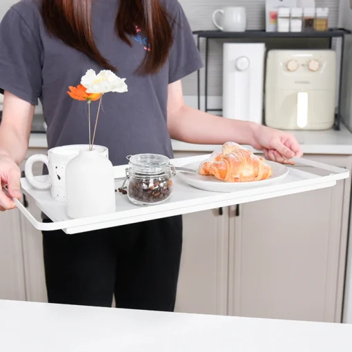 Shelf oven sink microwave oven kitchen simple black and white metal shelf shelf 2-layer desktop rice cooker multi-function - Image 4