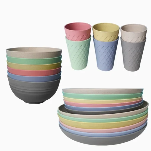 6 tableware set high quality mixed color kitchen utensils plate bowl nordic tableware set - Image 3