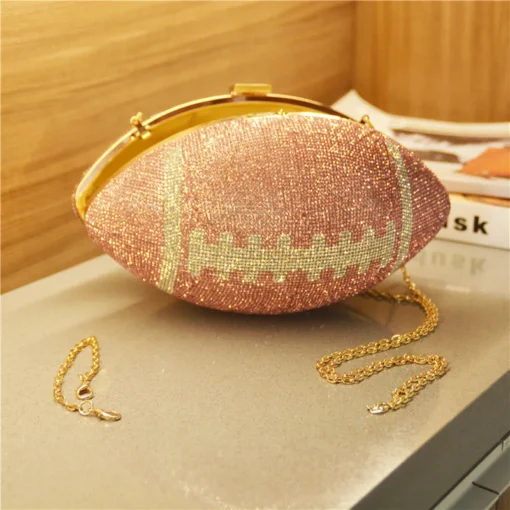 Popular New Trending Funny Football Purses Handbags for Women Luxury Bling Rhinestone Clutch Handbag Evening Bags - Image 4