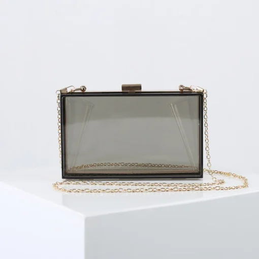 Acrylic Women Hand Bag Small Square Summer Dinner Evening Bag Manufacturer Chain Transparent Sling Bag For Ladies - Image 3