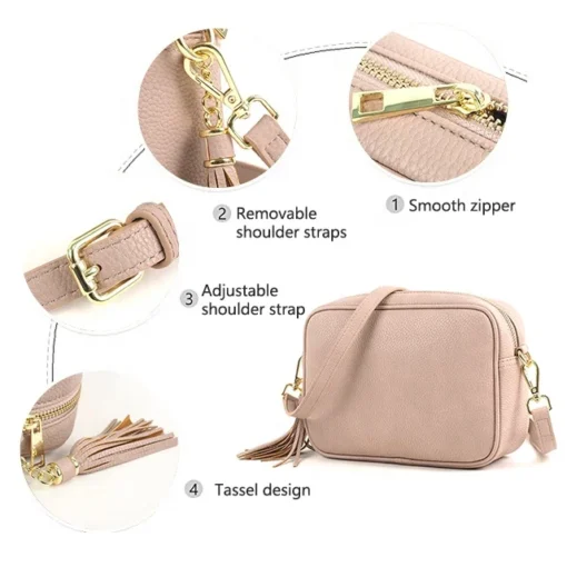 Casual Full Grain Leather Shoulder Bags Women Square Crossbody Bags - Image 5