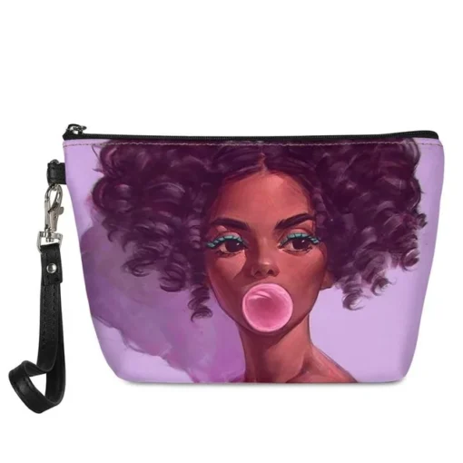 Make Up Beauty Bags Women Black Art African Girls Printing Cosmetic Cases Ladies Beauty Makeup Pouch Females Cosmetic Bags - Image 2