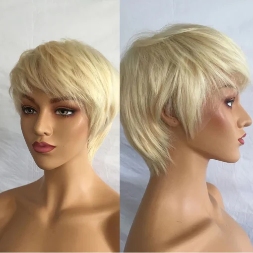 613 blonde color short bob 100% human hair Hd Transparent Lace frontal Wig Brazilian 613 Blonde pixie cut Wig for black women