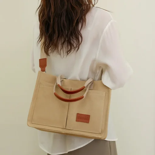 Holiday Women's Canvas Bag Retro Canvas Shoulder Bag Large Capacity Women's Shopping Bag - Image 2