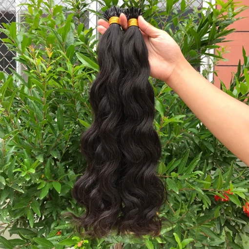 100% Remy Hair Natural Wavy Raw Indian I Tip Micro Link Hair Extension for Black Women with Natural Wave Style - Image 2