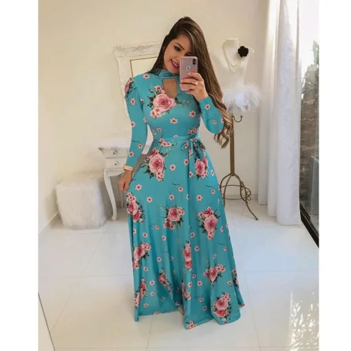 Women Casual African Kitenge Dress Designs Floral Printed Maxi Dress Ladies Holiday Party Long Dress Plus Size Sundress - Image 4