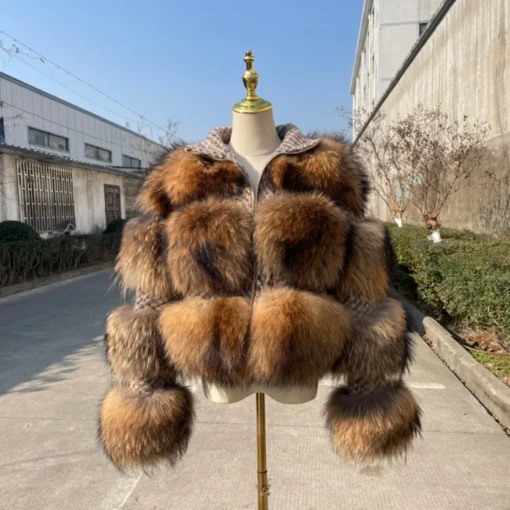 QIUCHEN - QC19017 Plus Size real fur coat women winter fashion warm short jacket real raccoon fur coat