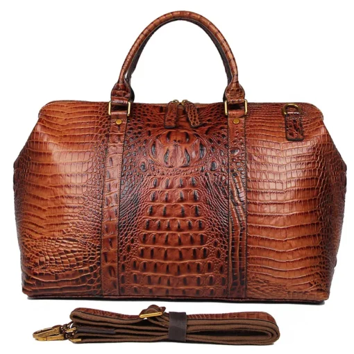 J.M.D Genuine Leather Bags Women Handbags Ladies Crocodile Grain Pattern Duffle Bags Unisex Leather Travel Bag for Men 6003B - Image 6