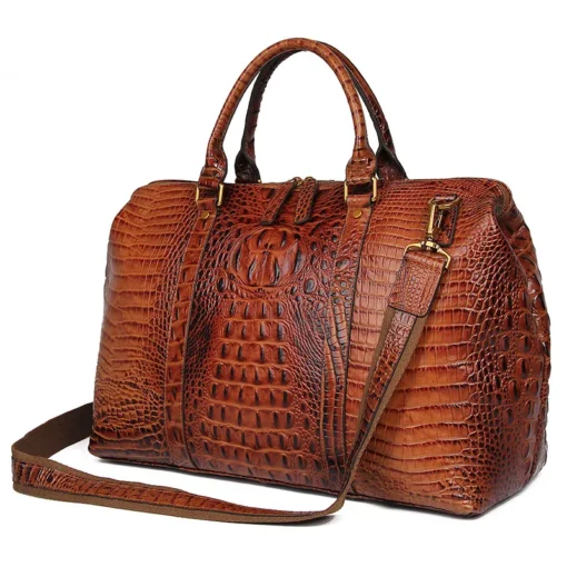 J.M.D Genuine Leather Bags Women Handbags Ladies Crocodile Grain Pattern Duffle Bags Unisex Leather Travel Bag for Men 6003B