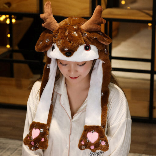 Novel Movable Christmas Hat Winter Cute Santa Claus Snowman Elk Hat - Image 3