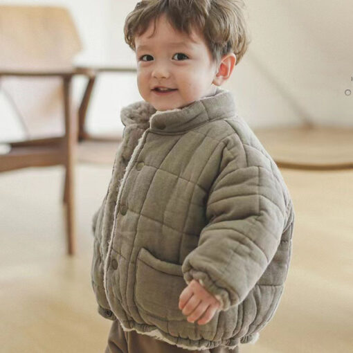 Winter Infant Fleece-lined Long Sleeve Cotton Coat - Image 3